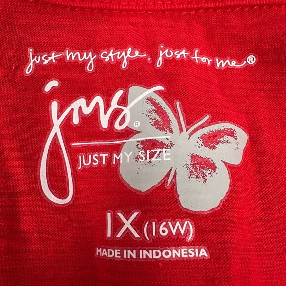 Just My Size Red Short Sleeve Polo Shirt Womens Plus IX (16W) 100% Cotton - Picture 3 of 5